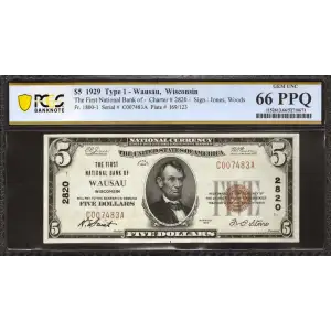$5 1929 Small brown seal Small National Bank Notes 1800-1