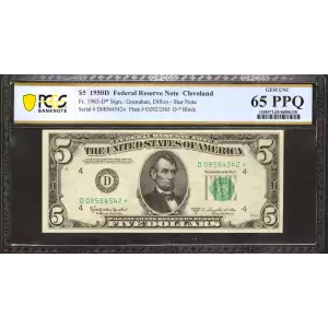 $5 1950-D.  Small Size $5 Federal Reserve Notes 1965-D*