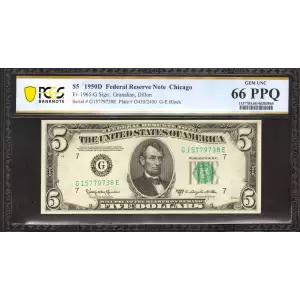 $5 1950-D.  Small Size $5 Federal Reserve Notes 1965-G