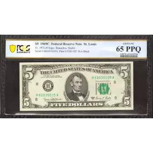 $5 1969-C.  Small Size $5 Federal Reserve Notes 1972-H