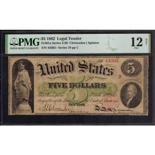 $5 Series 2-59 at upper left Type 1 Legal Tender Issues 61a