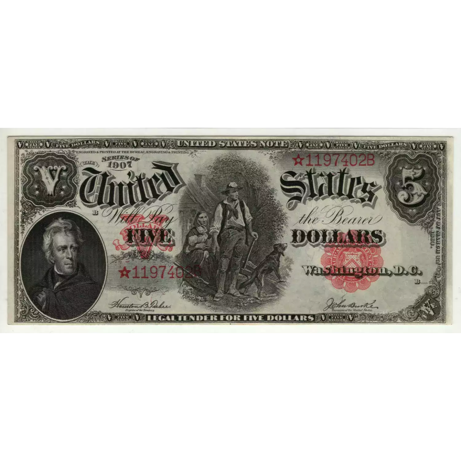 $5  Small Red, scalloped Legal Tender Issues 88*