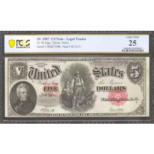 $5  Small Red, scalloped Legal Tender Issues 90