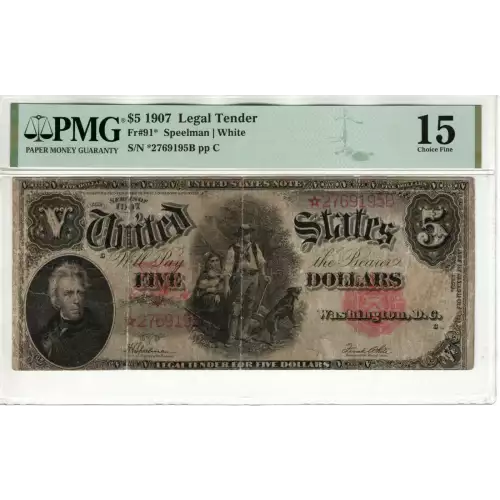 $5  Small Red, scalloped Legal Tender Issues 91*