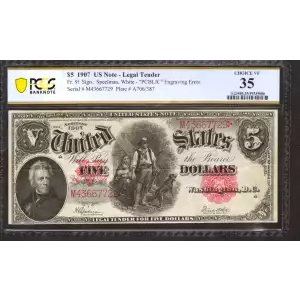 $5  Small Red, scalloped Legal Tender Issues 91