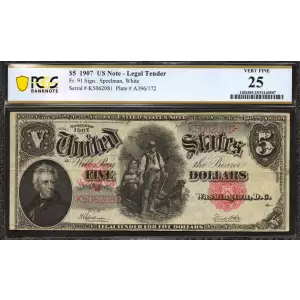 $5  Small Red, scalloped Legal Tender Issues 91