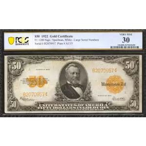 $50 1922 Gold Gold Certificates 1200