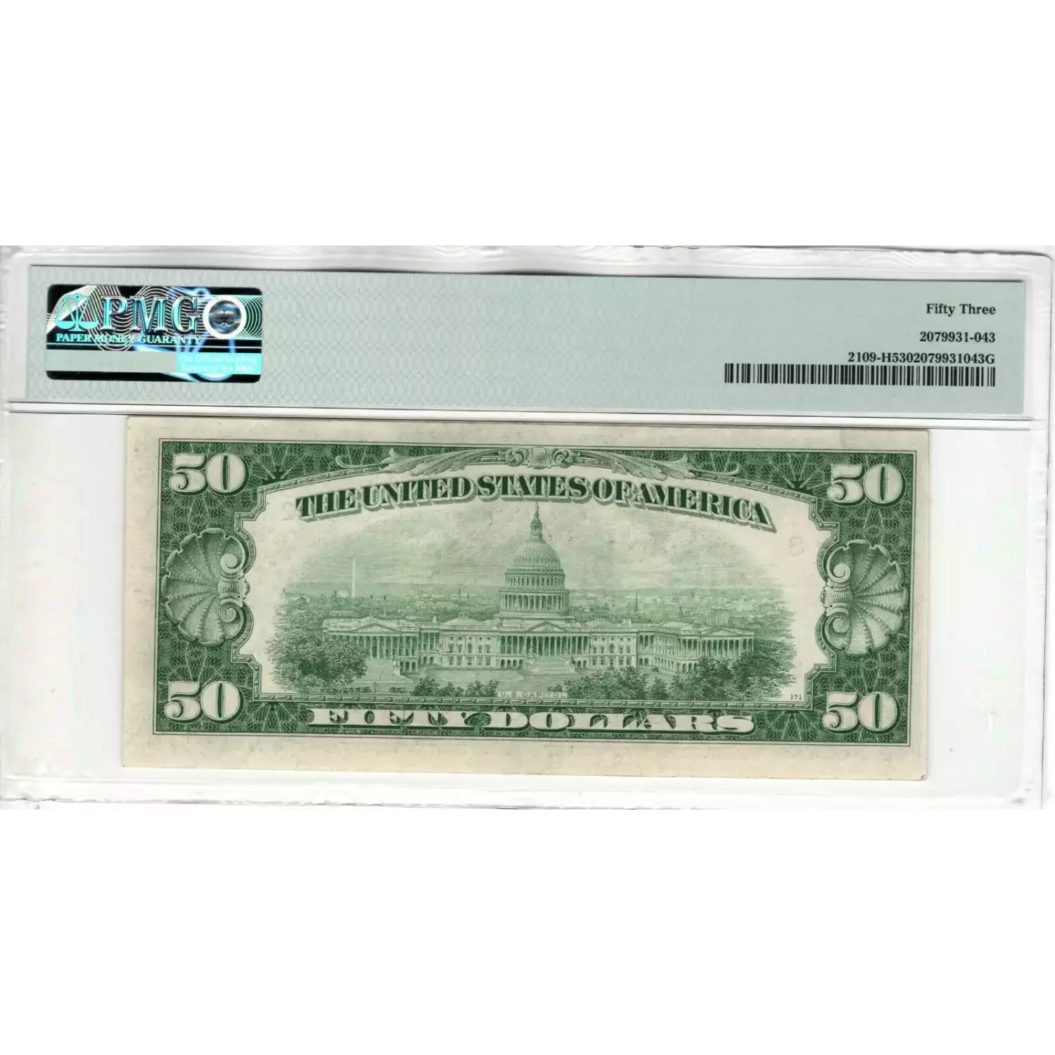 $50 1950-B. blue-Green seal. Small Size $50 Federal Reserve Notes 2109-H (2)
