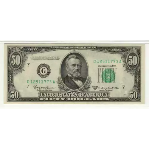 $50 1950-D. blue-Green seal. Small Size $50 Federal Reserve Notes 2111-G (3)