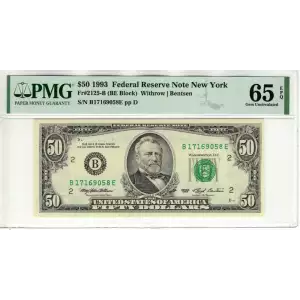 $50 1993 blue-Green seal. Small Size $50 Federal Reserve Notes 2125-B