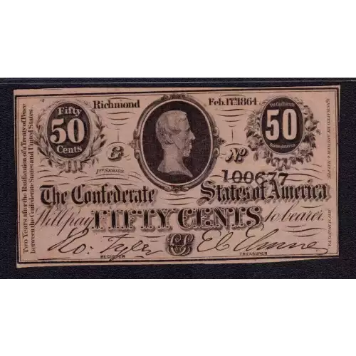50 cents   Issues of the Confederate States of America CS-72