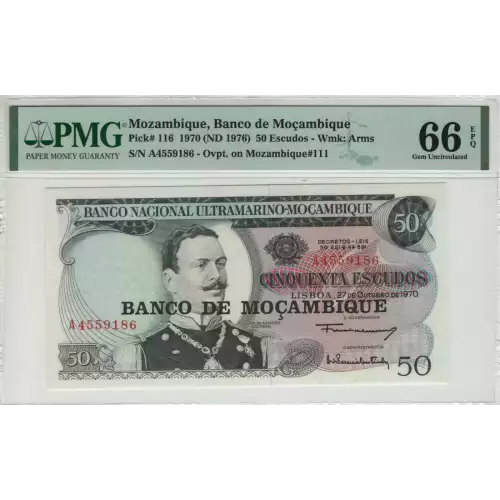 50 Escudos ND (1976 - old date 27.10.1970), 1976 ND Provisional Issue  Mozambique 116