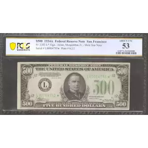 $500 1934-A.  High Denomination Notes 2202-L*