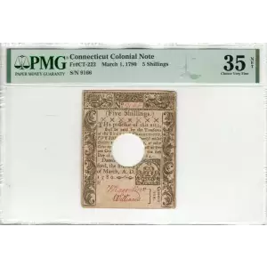 5s March 1, 1780  COLONIAL CURRENCY CT-222