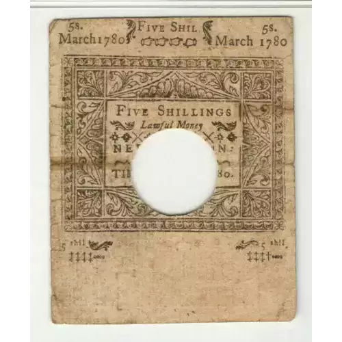 5s March 1, 1780  COLONIAL CURRENCY CT-222 (4)