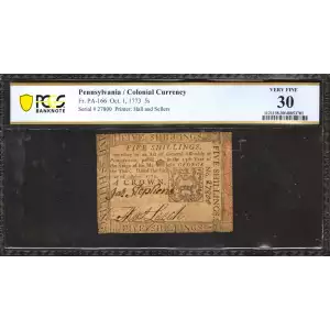5s October 1, 1773  COLONIAL CURRENCY PA-166