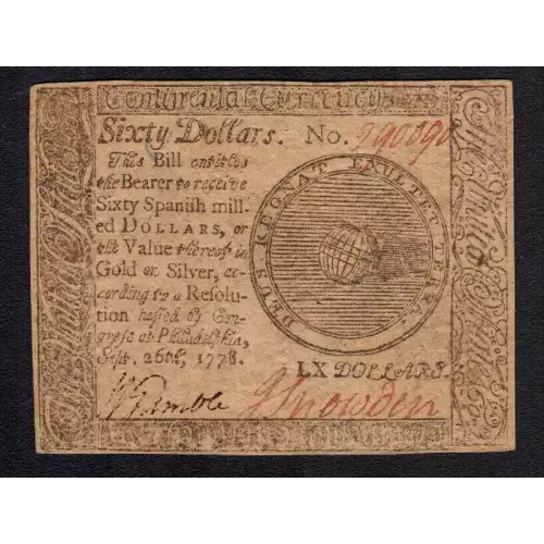 $60 September 26, 1778  CONTINENTAL CURRENCY CC-86 (3)