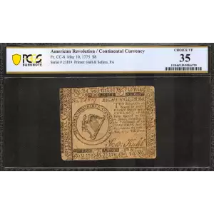 $8 May 10, 1775  CONTINENTAL CURRENCY CC-8