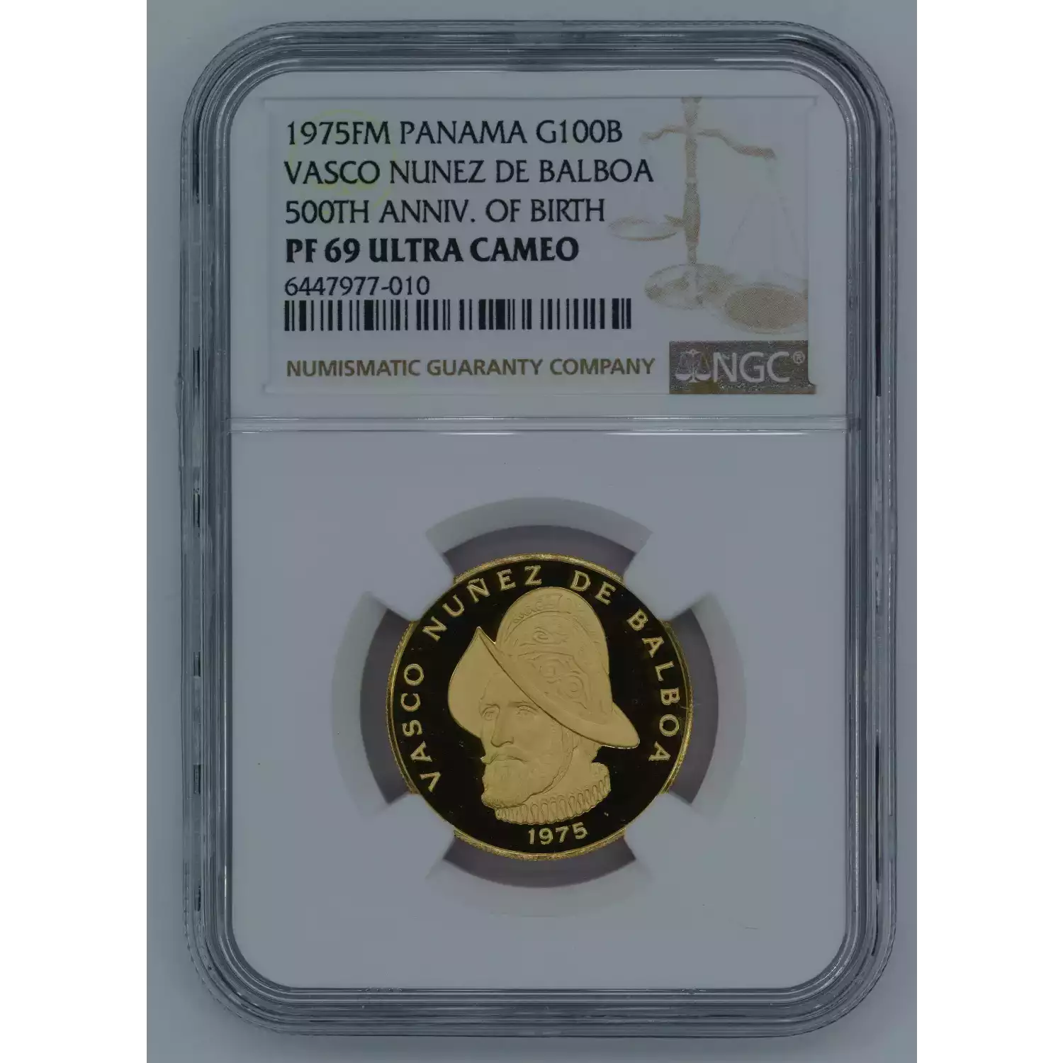 1975-FM PANAMA Gold 100 BALBOAS NGC PF-69 ULTRA CAM Vasco Nunez De ...