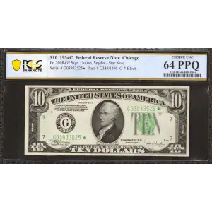 $10 1934-C.  Small Size $10 Federal Reserve Notes 2008-G*