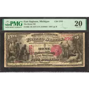 $5 1875 Red with scallops First Charter Period 405