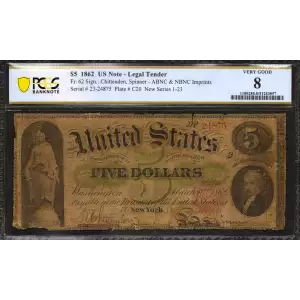 $5 New Series 1-23 at bottom right Type 2 Legal Tender Issues 62