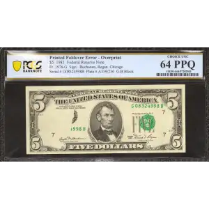 $5 1981  Small Size $5 Federal Reserve Notes 1976-G