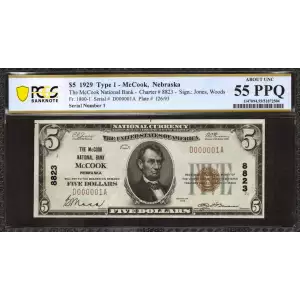 $5 1929 Small brown seal Small National Bank Notes 1800-1