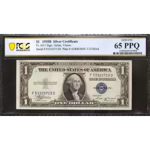 $1 1935-B blue seal. Small Silver Certificates 1611