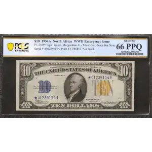 $10 1934-A yellow seal Emergency Notes Issued During WW2 2309*