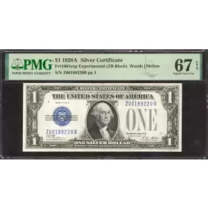 $1 1928-A blue seal. Small Silver Certificates 1601