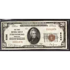 1929 $20 NATIONAL BANKNOTE CURRENCY NEBRASKA