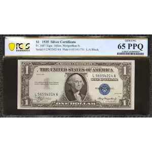 $1 1935 blue seal. Small Silver Certificates 1607