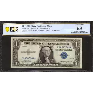 $1 1935 blue seal. Small Silver Certificates 1607m