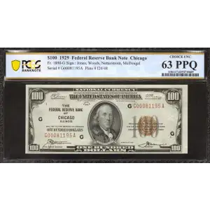 $100 1929 brown seal Small Federal Reserve Bank Notes 1890-G