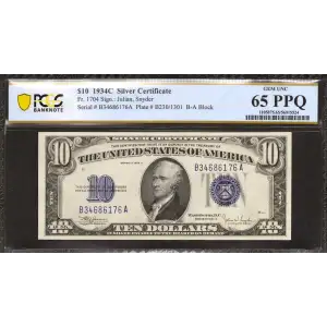 $10 1934-C blue seal. Small Silver Certificates 1704