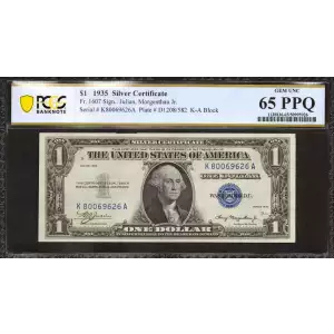 $1 1935 blue seal. Small Silver Certificates 1607