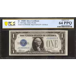 $1 1928-D blue seal. Small Silver Certificates 1604