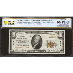 $10 1929 small brown seal. Small National Bank Notes 1801-2