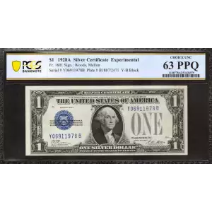 $1 1928-A blue seal. Small Silver Certificates 1601