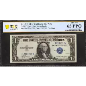 $1 1935 blue seal. Small Silver Certificates 1607*